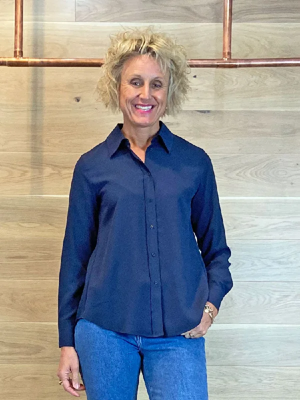Emme Marella Tempra Shirt Navy-- Polka Dot Checkered Tartan