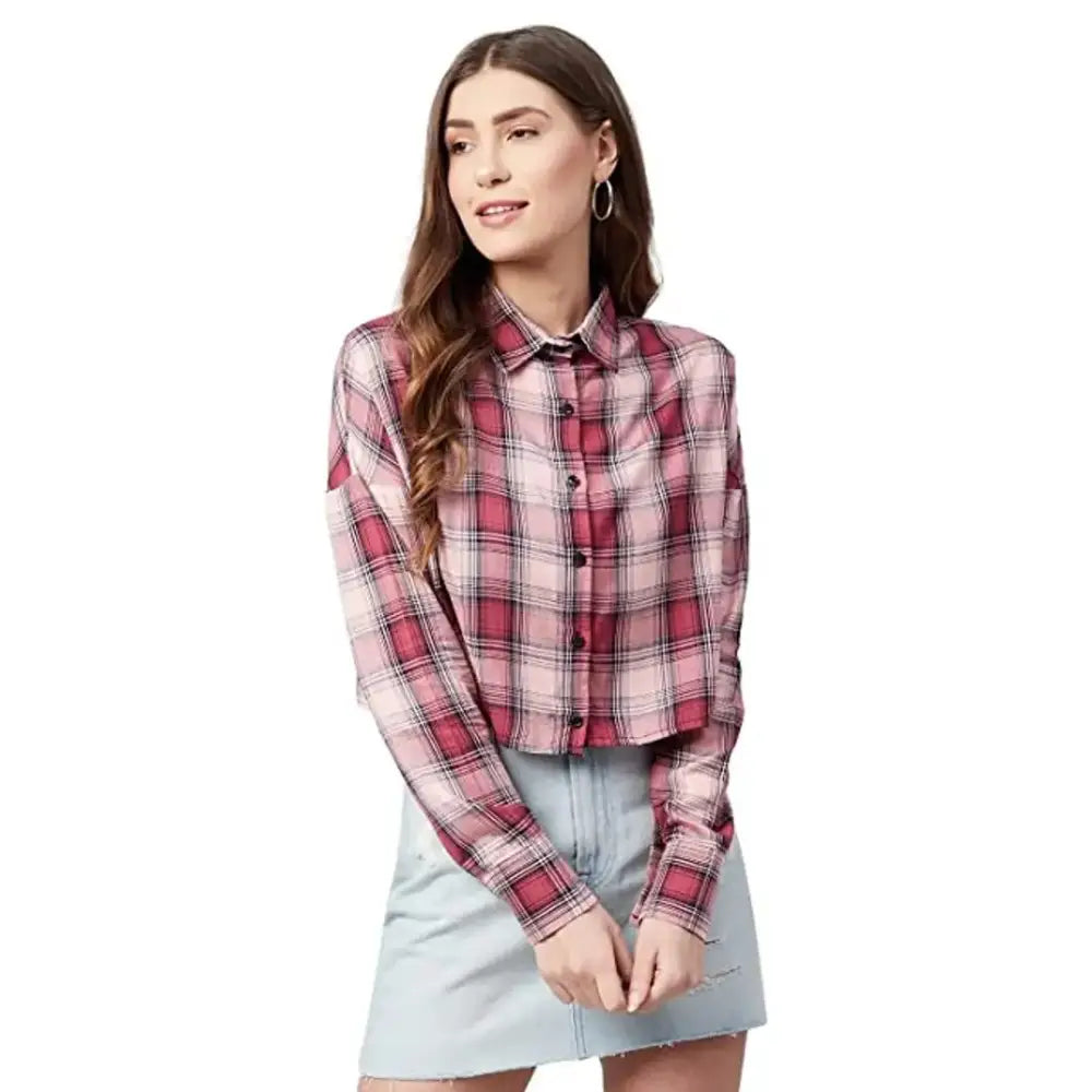 Trendy Women Crepe Printed Shirt-- Welt Pockets Slit Pockets Flap Pockets