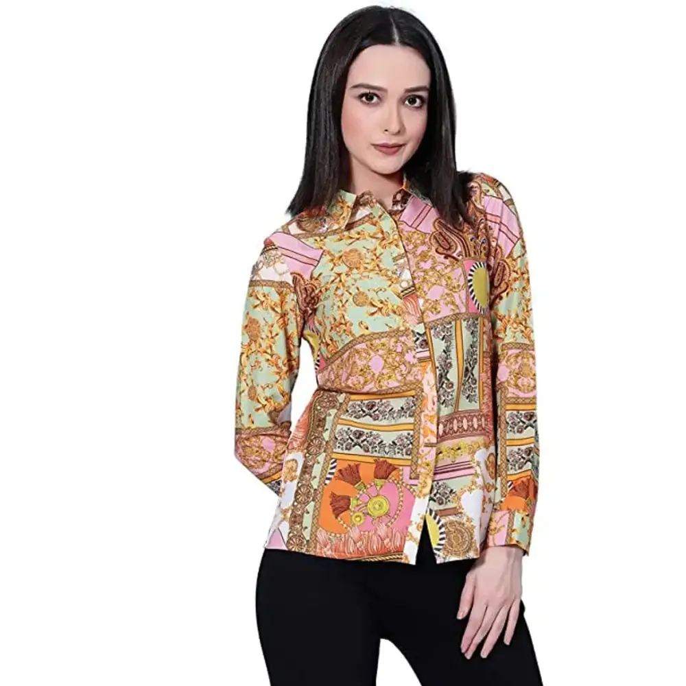 Trendy Womens Cotton Printed Shirts-- Chenille Blend Fleece Blend Nylon Blend