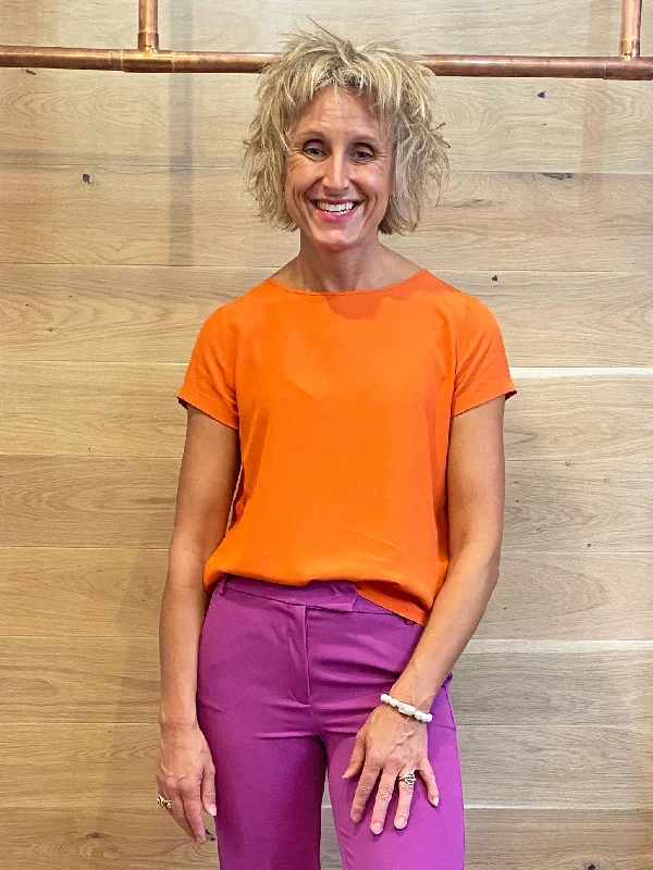Emme Marella Polonia Shirt Orange-- Front Pockets Side Pockets Patch Pockets
