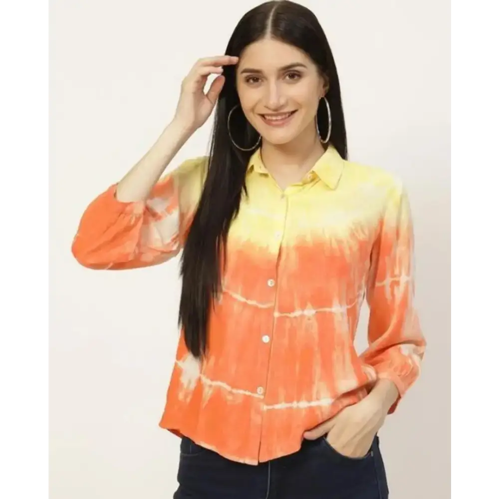 Trendy Women Crepe Printed Shirt-- Silk Blend Satin Velvet