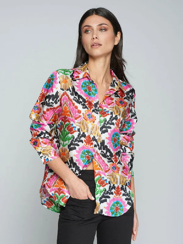 Vilagallo Gaby Silk Shirt Suzany-- Zippered Buttoned Snapped