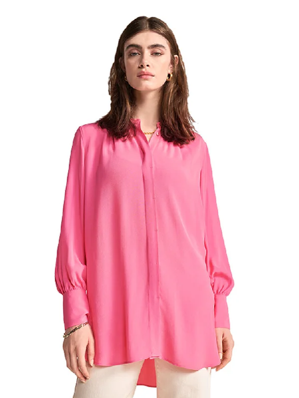 Riani Long Collarless Shirt Rose-- Elegant Classic Vintage