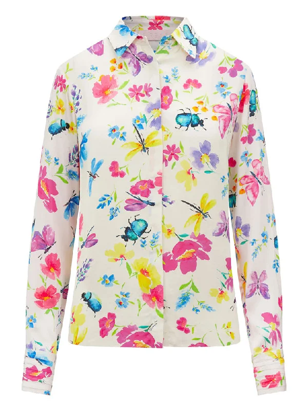Sirens Bella Shirt Cream Bug-- Denim Fabric Leather Fabric Suede Fabric