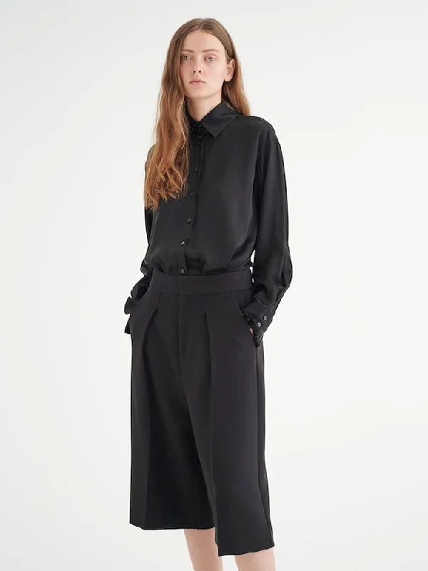 InWear PaulineIW Shirt Black-- Notch Collar Peter Pan Collar Cowl Neck