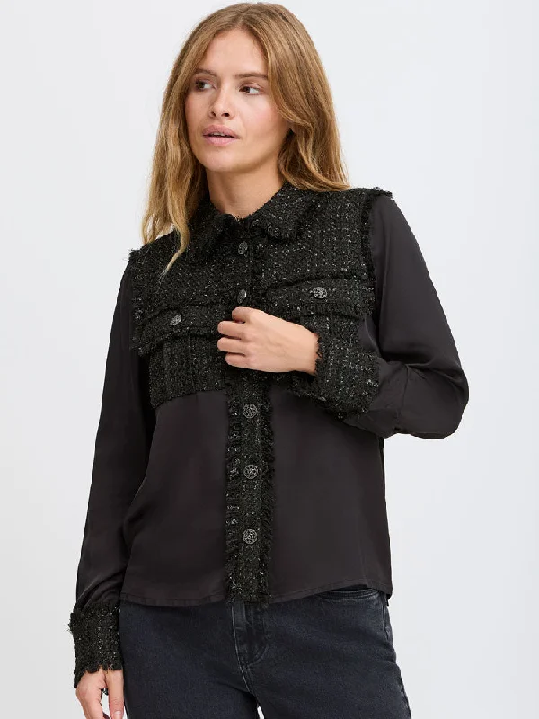 Pulz PzCossie Shirt Black Beauty-- Real Fur Shearling Chenille