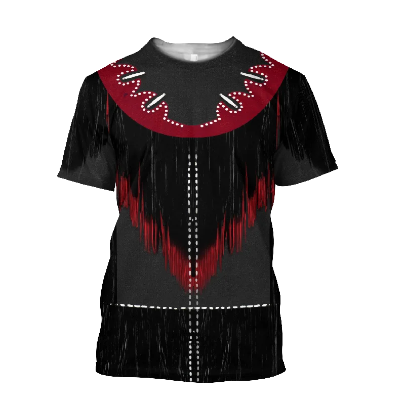 Black And Red Cowboy Shirt No Cosplay 3D Over Printed Unisex Premium Cowboy Shirts-- Collared T-Shirt Boat Neck A-Line