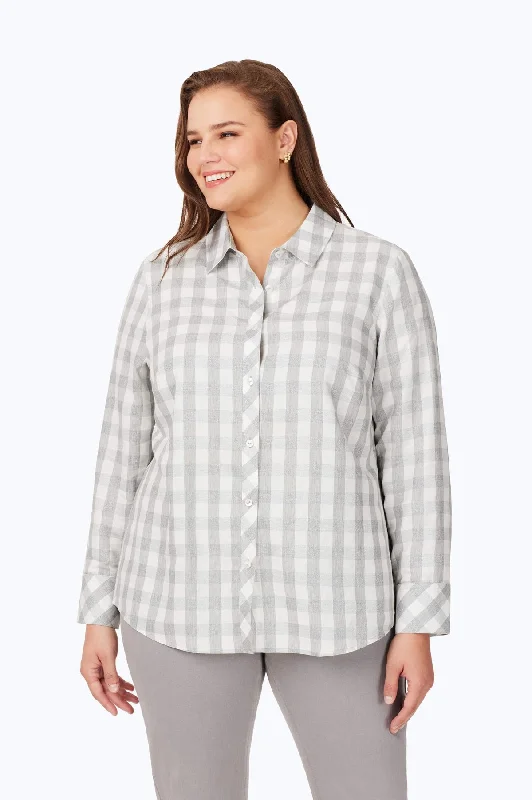 Davis Plus Metallic Buffalo Plaid Shirt-- Cashmere Blend Cotton Blend Poly Blend