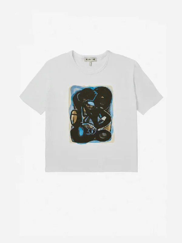 Munthe Liva T-Shirt White-- Solid Color Striped Floral