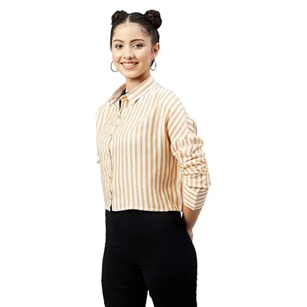Trendy Women Crepe Printed Shirt-- Striped Floral Plaid