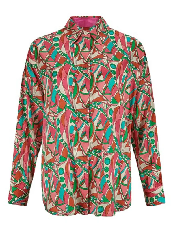 Joyce & Girls Sydney Shirt Pink-- Embroidered Appliqued Beaded