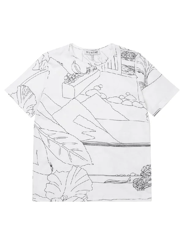 Munthe Elora T-Shirt White-- Silk Blend Satin Velvet