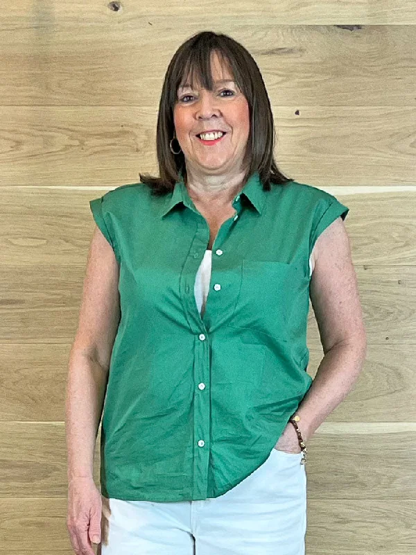 Emme Marella Danubio Shirt Green-- Sequined Glittery Shiny