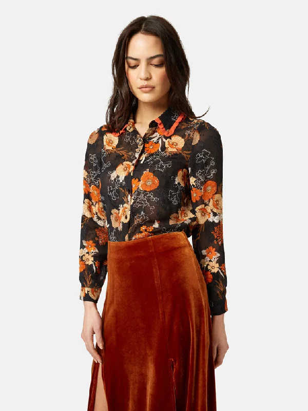 Traffic People Fragrant Lies Shirt Black-- Boxy Fit Fitted Loose