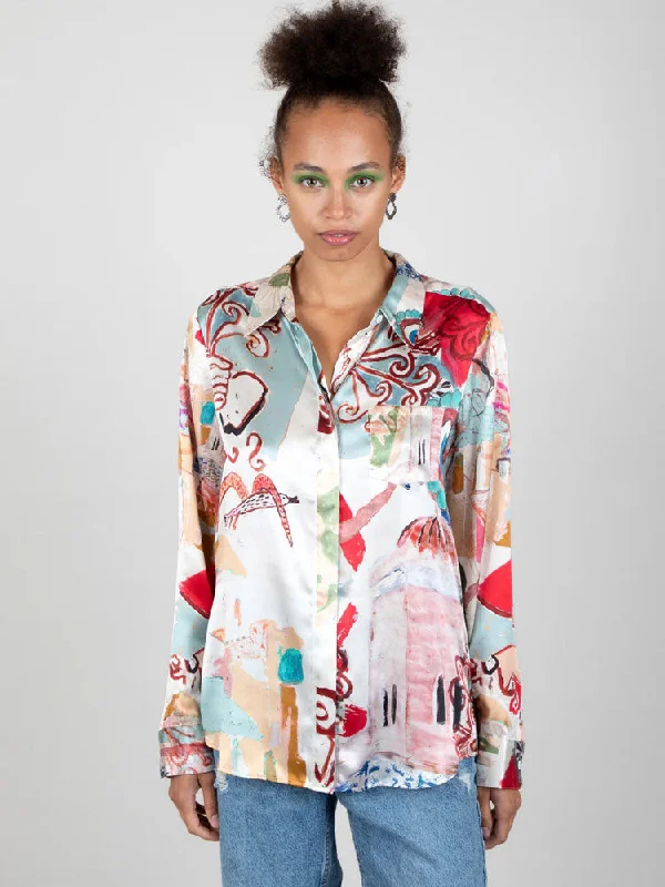 Jessica Russell Flint Classic Shirt Penelope-- Hooded Caped Shawl Collar