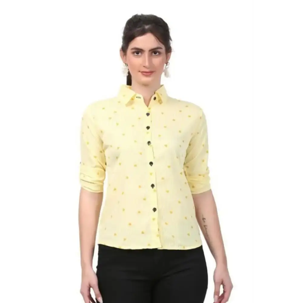 Trendy Women Crepe Printed Shirt-- Graphic Embroidered Appliqued