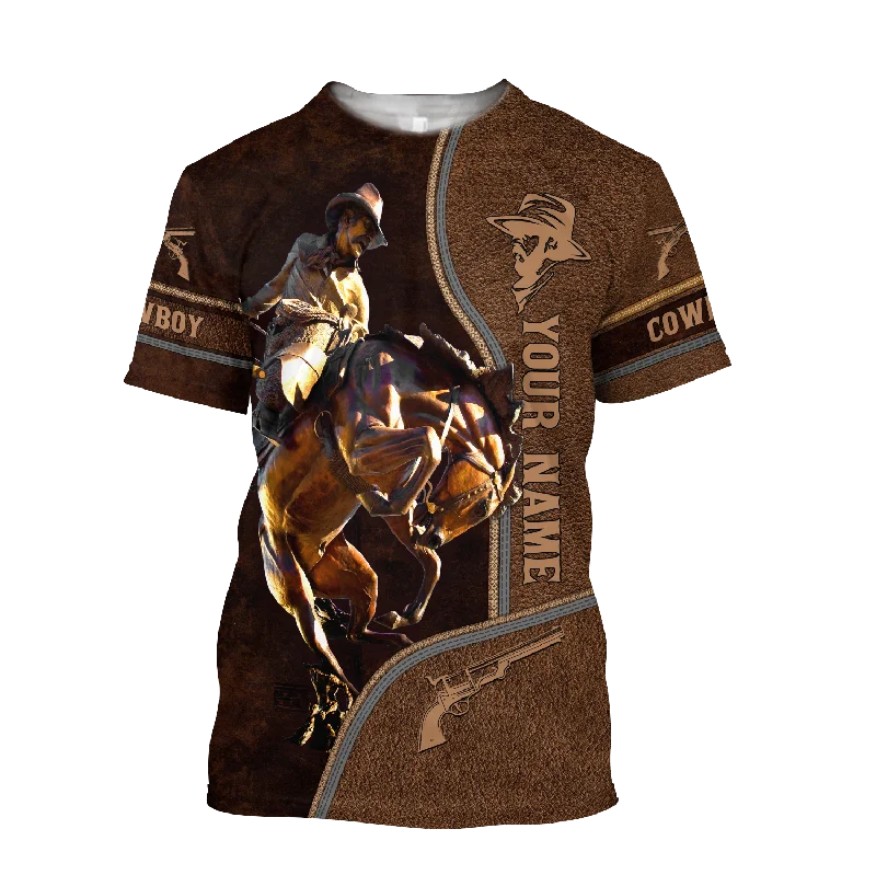 Customized Cowboy No Wild West Shirt Custom Cowboy T Shirts-- Hooded Caped Shawl Collar