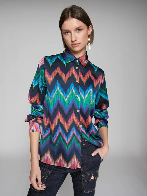Vilagallo Shirt Zigzag Print-- Chenille Brocade Lace
