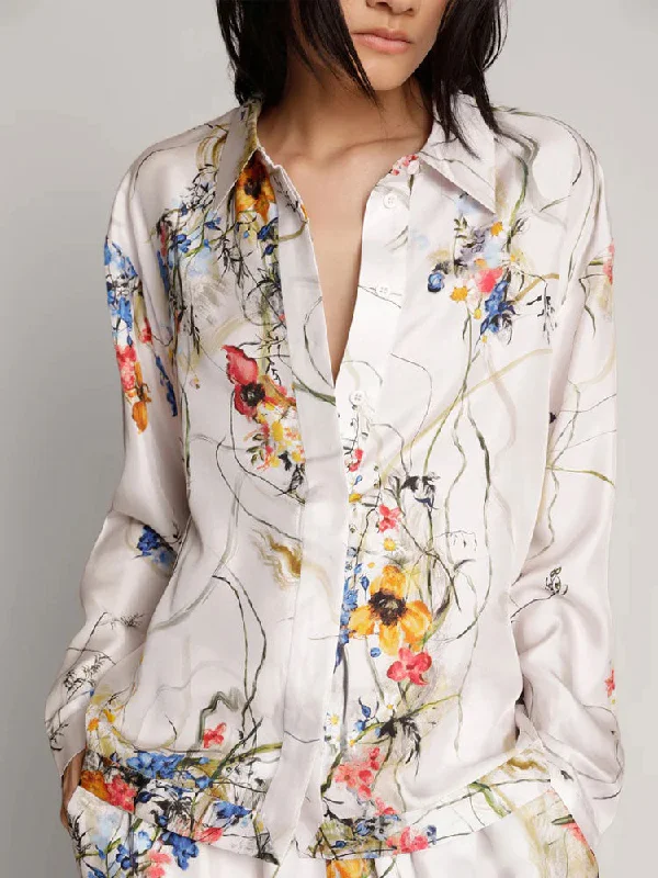Munthe Aseia Silk Shirt Creme-- Fleece Fabric Down Fabric Feather Fabric