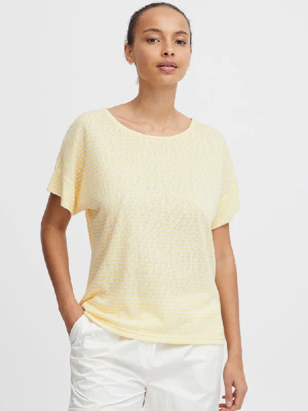 B Young BySakia T-Shirt Off White Mix-- Zippered Front Buttoned Front Snap Front