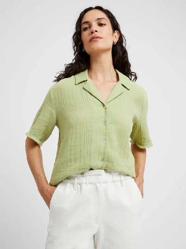 Great Plains Fray Edge Detail Shirt Kiwi-- Casual Formal Business