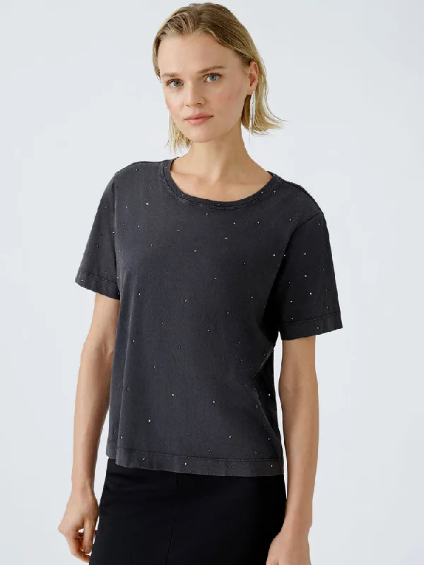 Oui T-Shirt Washed Out Black-- Terry Blend Velvet Blend Canvas Blend