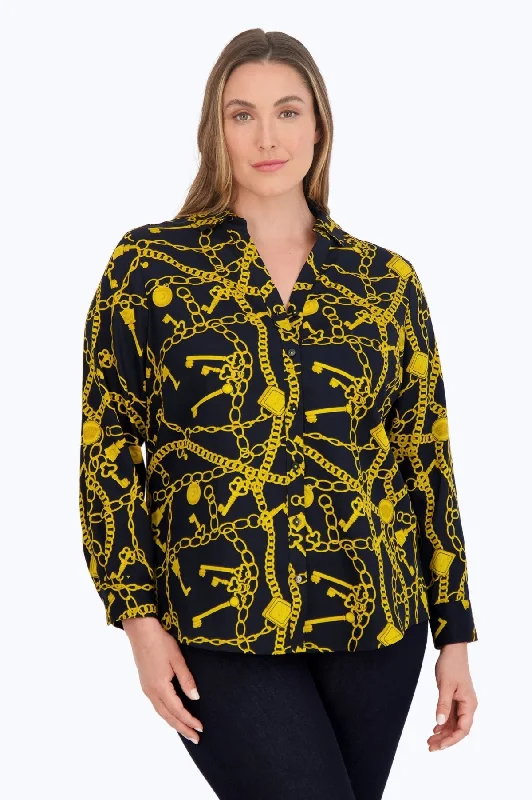 Mary Plus No Iron Chain Status Shirt-- Sequined Glittery Shiny