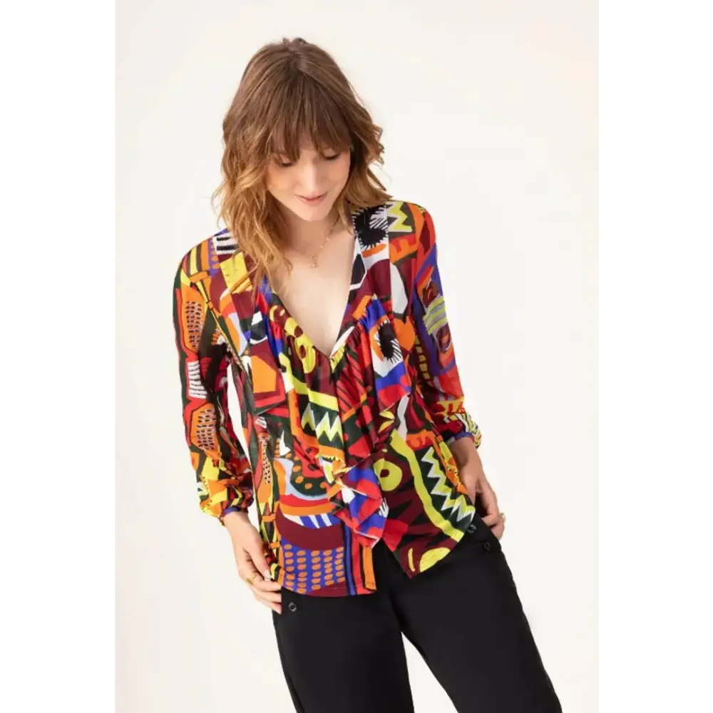 Trendy Women Printed Crepe Shirt-- Solid Print Embellished