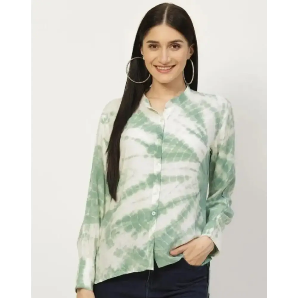 Trendy Women Crepe Printed Shirt-- Seamless Knitted Crochet