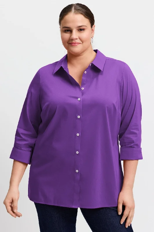 Evelyn Plus Essential Stretch No Iron Shirt-- Graphic T-Shirt Round Neck Polyester