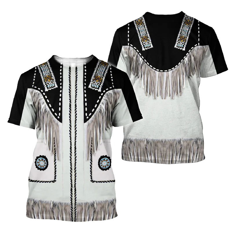 Cool Cowboy T Shirt Men No Cosplay 3D Over Printed Unisex Deluxe Cowboy Shirts-- Print Jacquard Patchwork