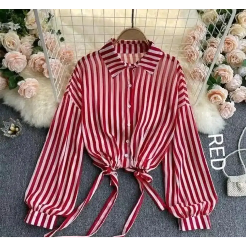 Stylish Trendy Striped Women Shirt-- Hooded Caped Shawl Collar