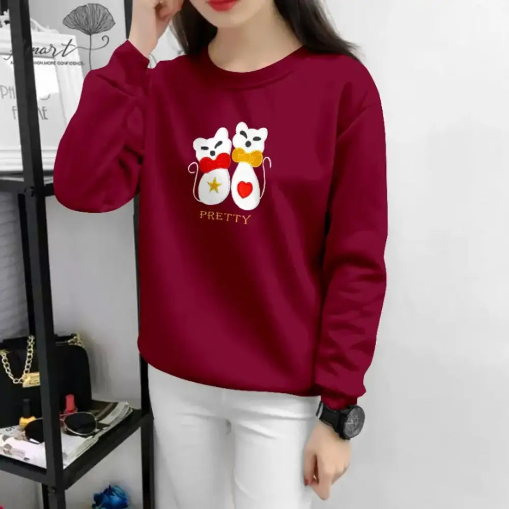 Classic Cotton Printed Tshirt for Womens-- Graphic T-Shirt Round Neck Polyester