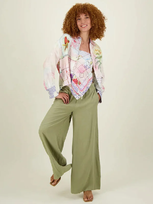 Me369 Serena Linen Cropped Shirt Heritage-- Nylon Fabric Polyester Fabric Spandex Fabric