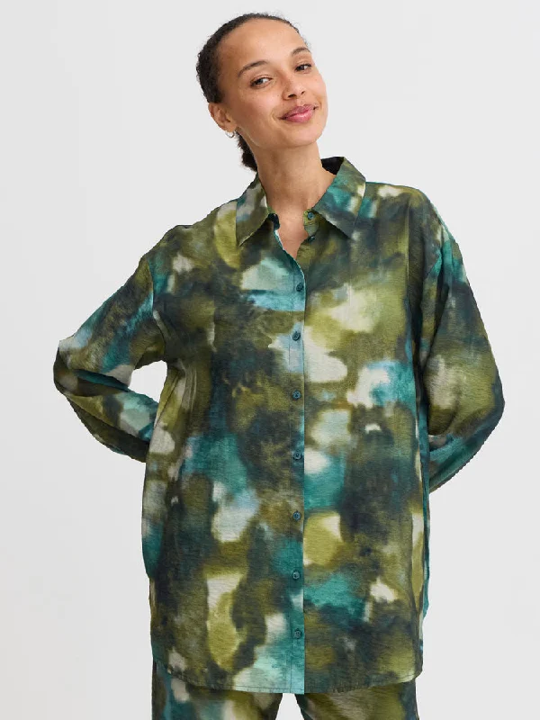 B Young ByIbine Shirt Green-- Front Pockets Side Pockets Patch Pockets