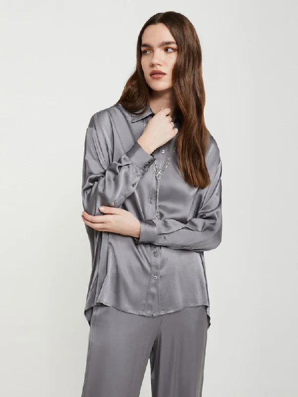 Ottod'Ame Viscose Shirt Grey-- Seamless Knitted Crochet