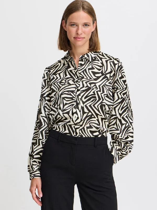 B Young BxGemotrine Shirt Black Mix-- Mesh Canvas Denim