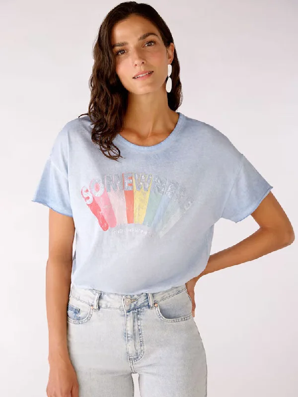 Oui T-Shirt Blue-- Cotton Fabric Linen Fabric Terry Fabric