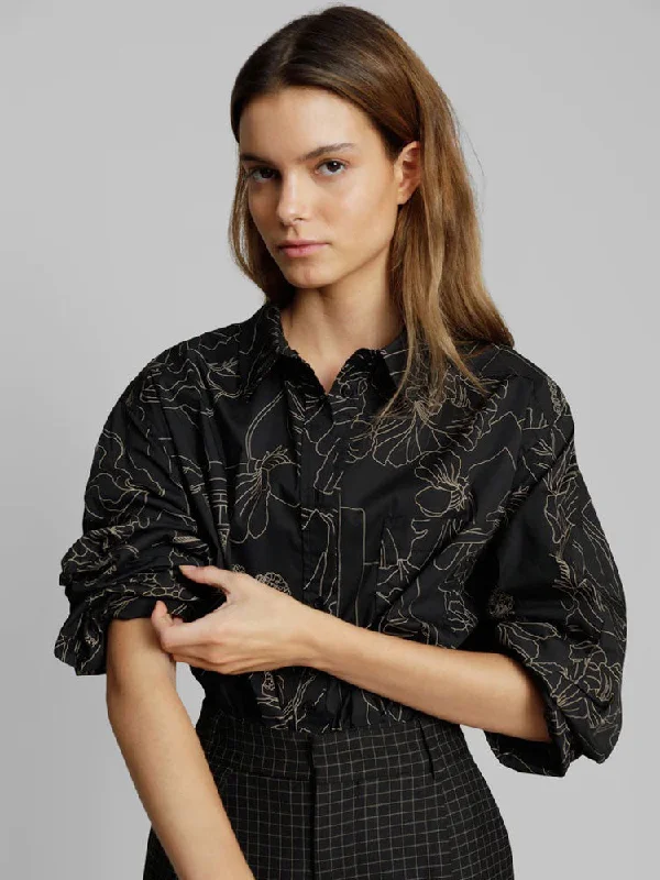 Munthe Earl Shirt Black-- Terry Blend Velvet Blend Canvas Blend