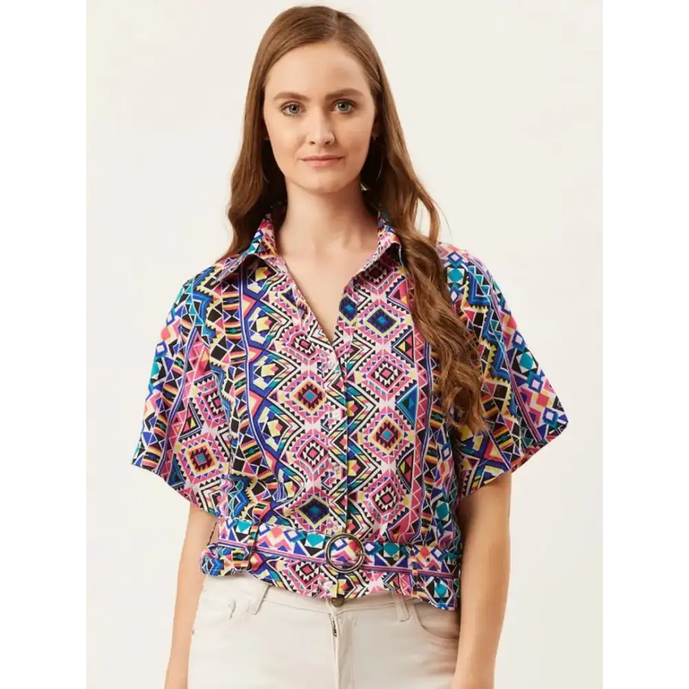 Trendy Women Printed Crepe Shirt-- Knit Fabric Woven Fabric Fleece Fabric