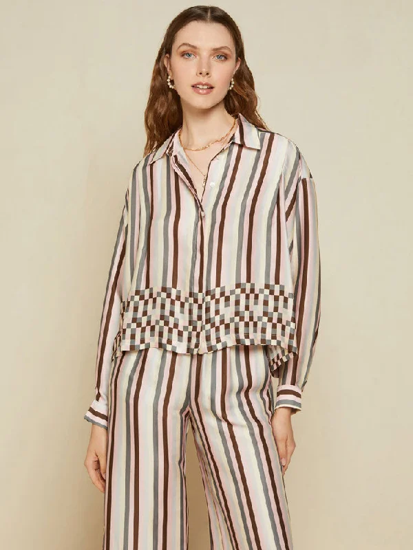 Ottod'Ame Shirt Pastel Patterned-- Striped Floral Plaid