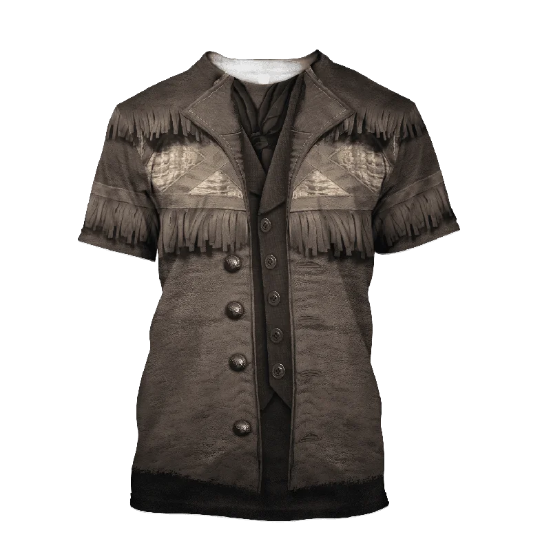 American Cowboy Shirt 3D Cosplay Deluxe T Shirt Special Cowboy-- Real Fur Shearling Chenille