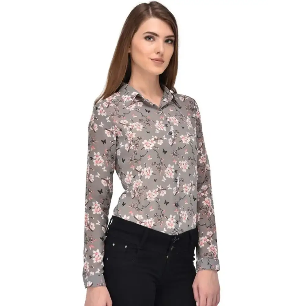 Trendy Women Printed Crepe Shirt-- Jersey Fabric Tulle Fabric Batik Fabric