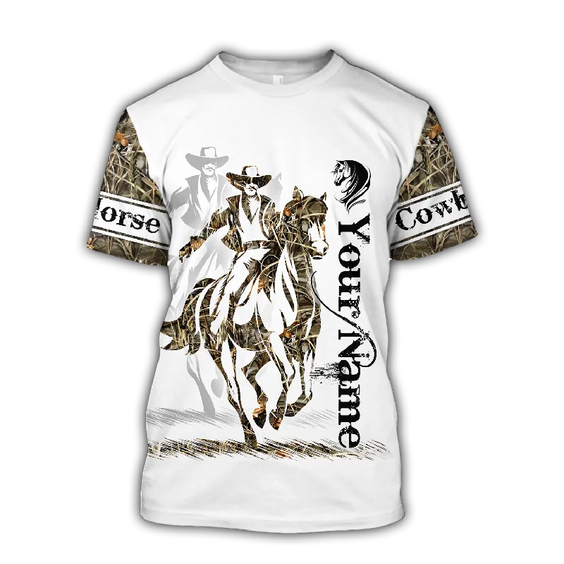 Customized Rodeo Unisex Shirts Cowboy Tattoo Shirt-- Fleece Nylon Spandex