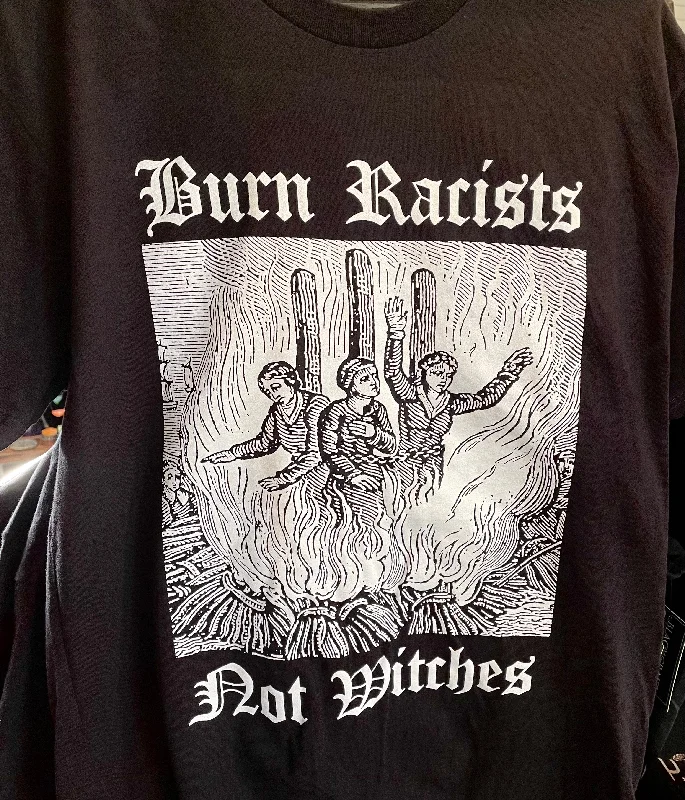 Burn Racists Not Witches T-shirt-- Houndstooth Herringbone Solid