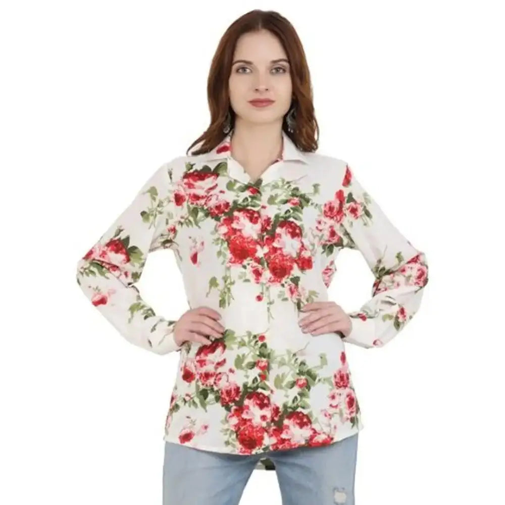 Trendy Women Printed Crepe Shirt-- Polka Dot Checkered Tartan