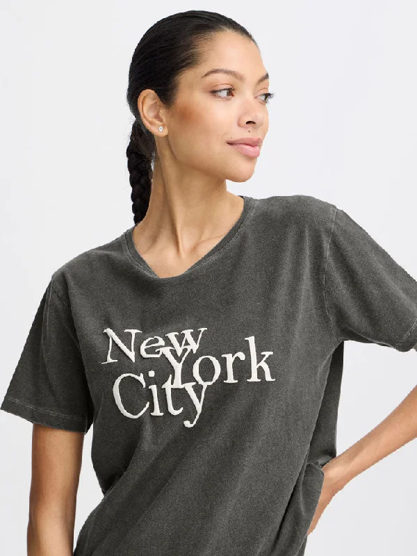 B Young ByRach T-Shirt Grey-- Zippered Front Buttoned Front Snap Front