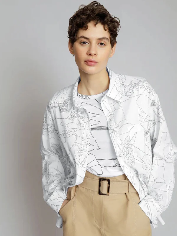 Munthe Earl Shirt White-- Chenille Blend Fleece Blend Nylon Blend