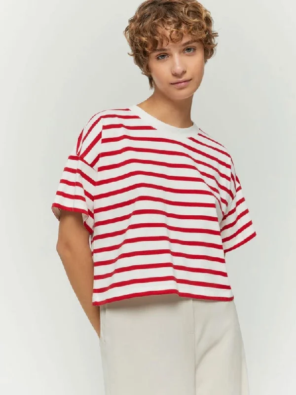 iBlues Avana T-Shirt Red Pinstripes-- Casual Formal Business