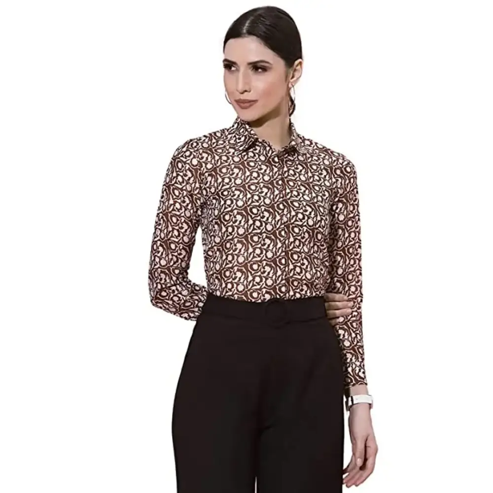Trendy Womens Cotton Printed Shirts-- Terry Blend Velvet Blend Canvas Blend